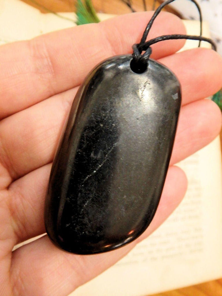 Chunky Polished EMF Protective Shungite Free Form Stone on Cotton Cord - Earth Family Crystals