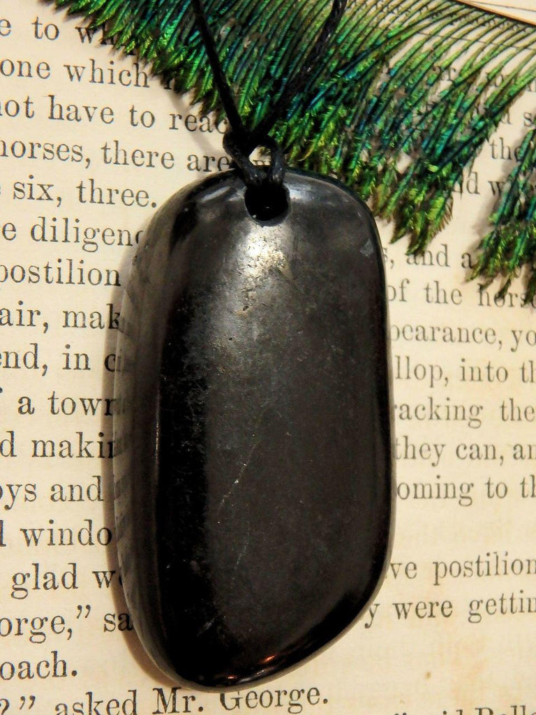 Chunky Polished EMF Protective Shungite Free Form Stone on Cotton Cord - Earth Family Crystals