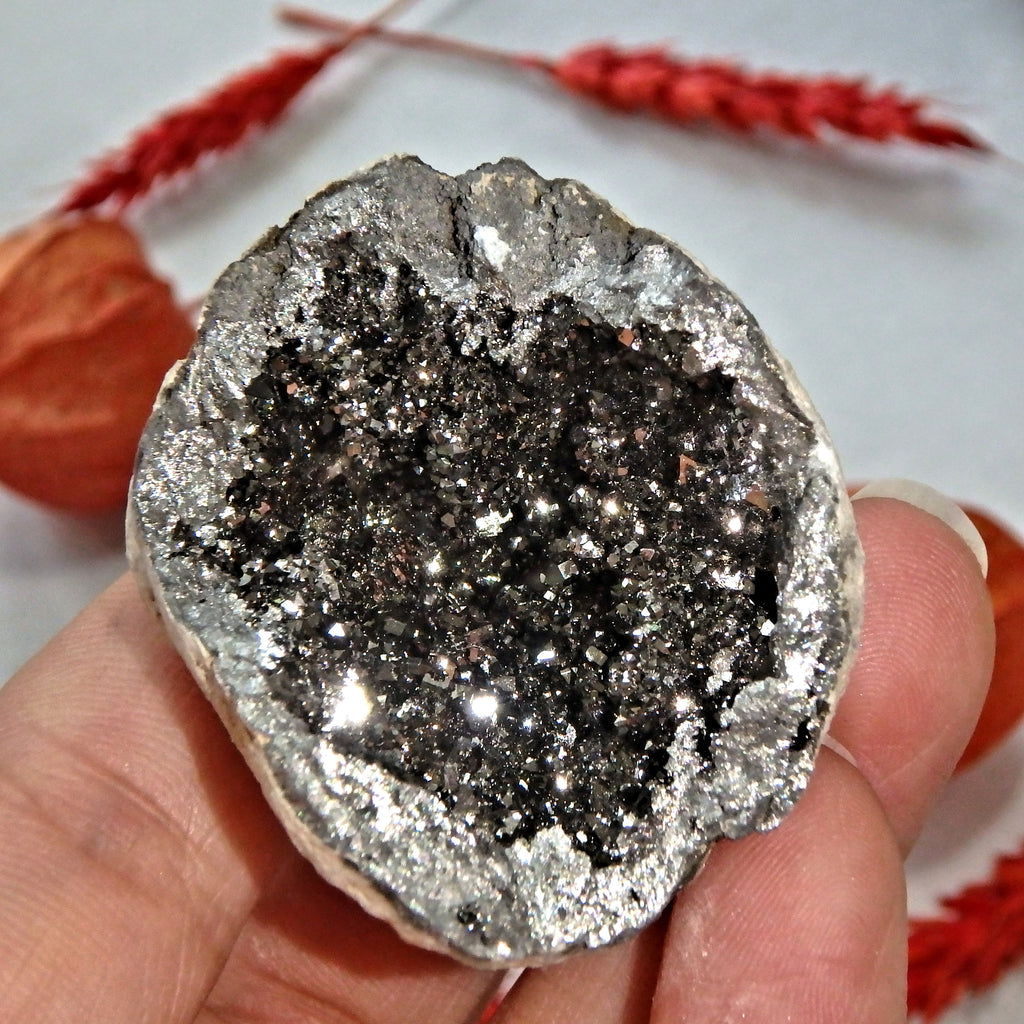 Magical Sparkle Silver Aura Quartz Geode Specimen 1 - Earth Family Crystals
