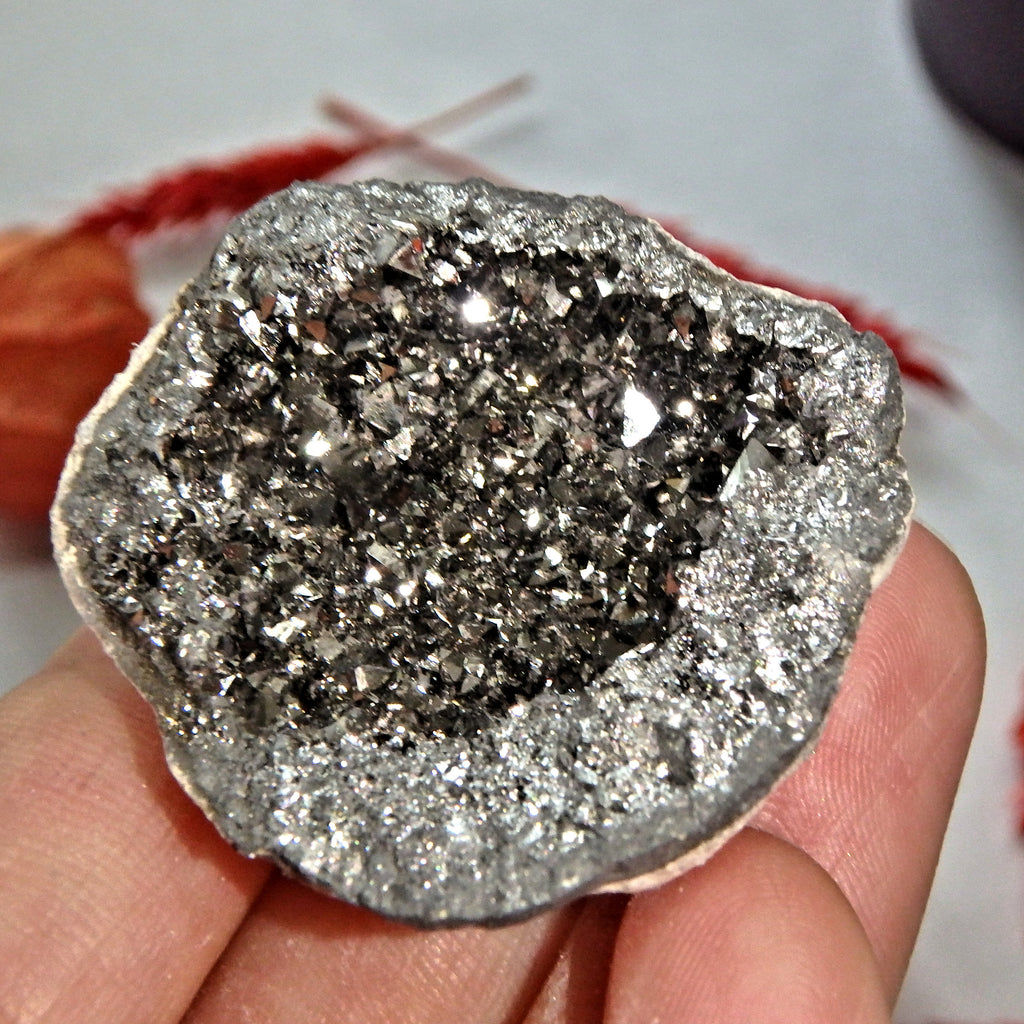 Magical Sparkle Silver Aura Quartz Geode Specimen 3 - Earth Family Crystals