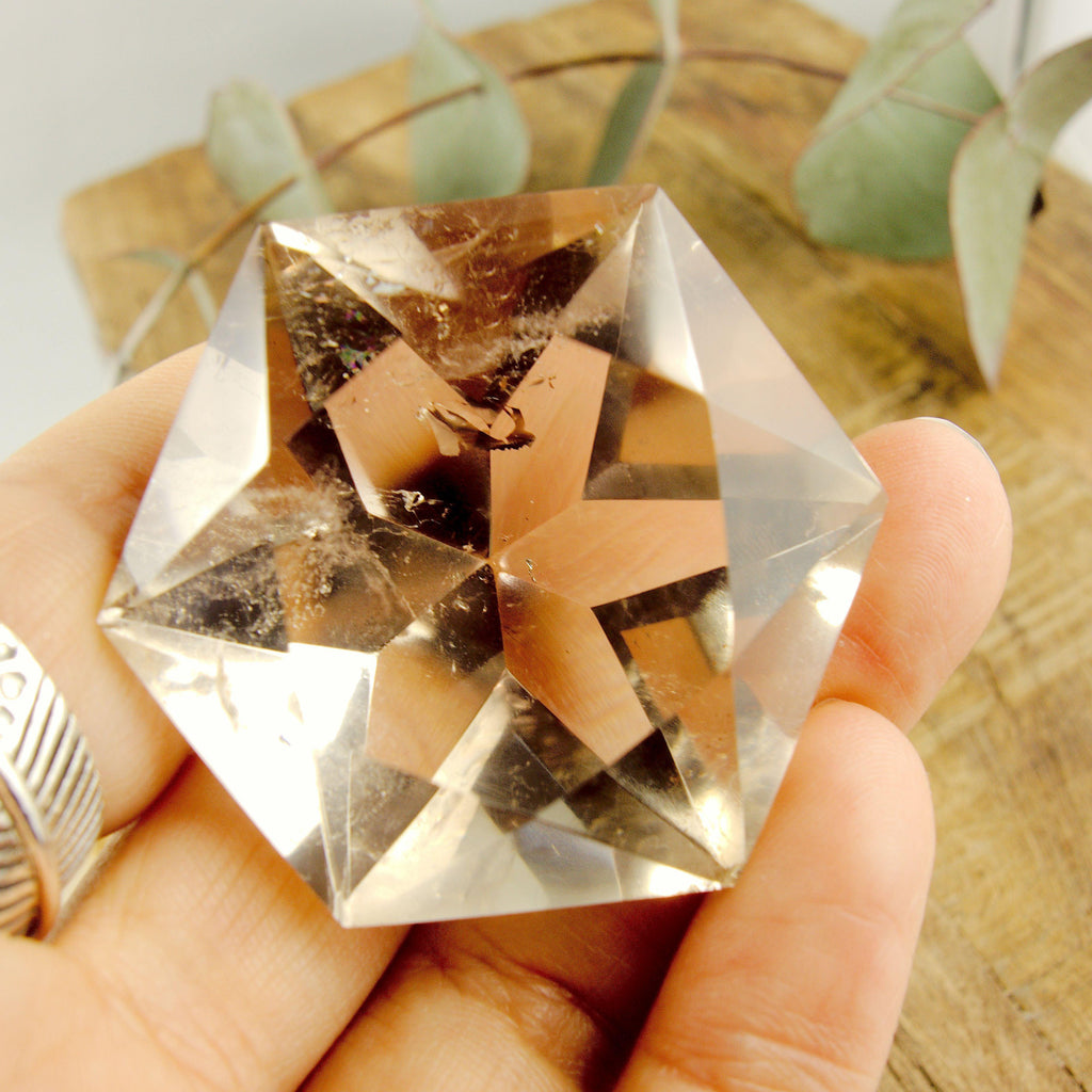 Optical Smoky Quartz Faceted Diamond Cut Specimen - Earth Family Crystals