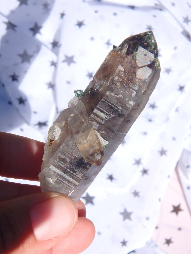 Elestial Smoky Quartz Point With Aegirine Inclusions From South Africa - Earth Family Crystals