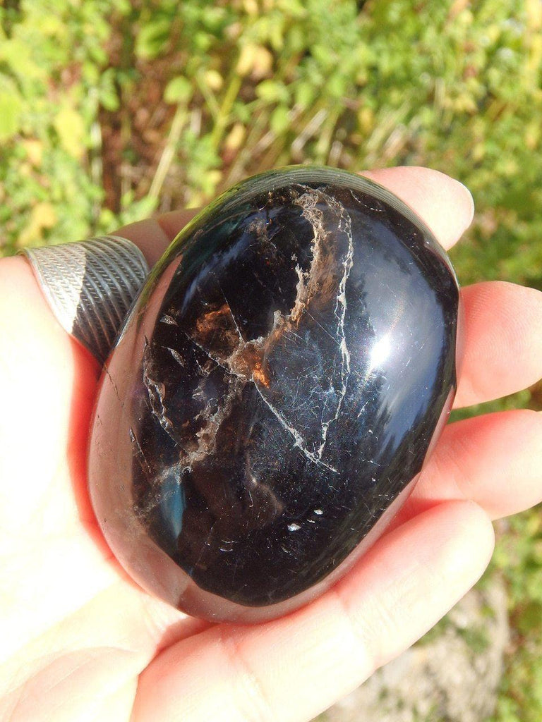 Deep Dark Chocolate Brown Smoky Quartz Palm Stone REDUCED - Earth Family Crystals
