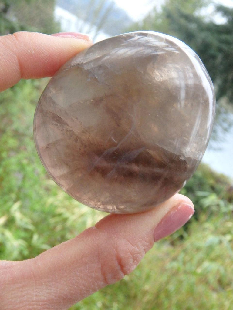 Soft Brown Polished Smoky Quartz Palm Stone - Earth Family Crystals