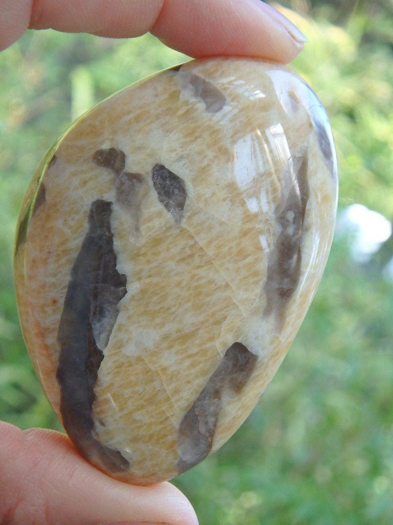 Creamy Yellow Moonstone & Smoky Quartz Hand Held Specimen - Earth Family Crystals