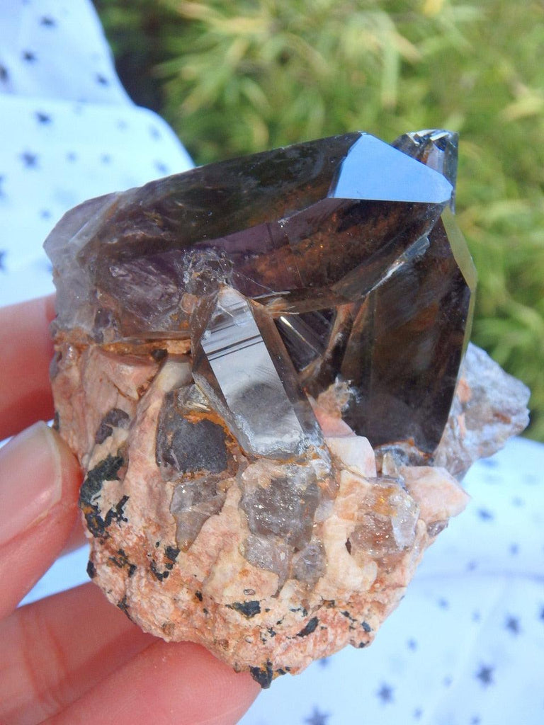 Extreme Brilliance Chocolate Brown Rutilated Smoky Quartz Cluster From Malawi - Earth Family Crystals