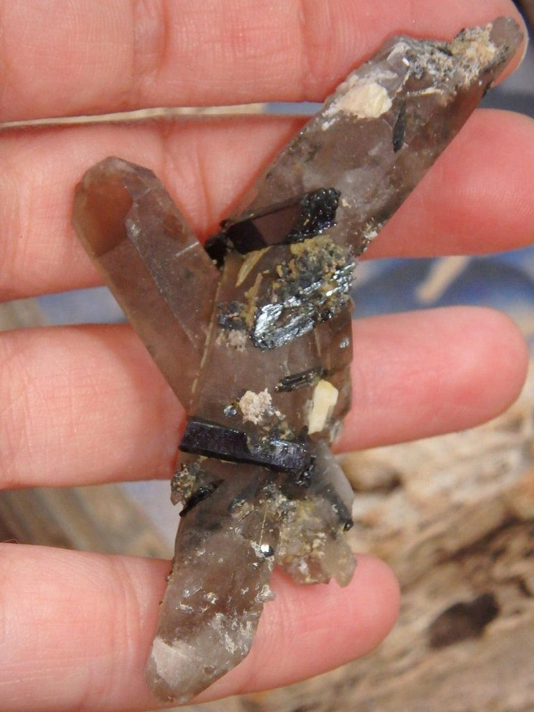 Gorgeous Intertwined DT Smoky Quartz Aegirine & Feldspar Specimen - Earth Family Crystals