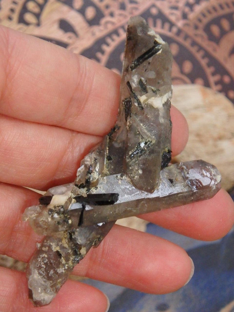 Gorgeous Intertwined DT Smoky Quartz Aegirine & Feldspar Specimen - Earth Family Crystals