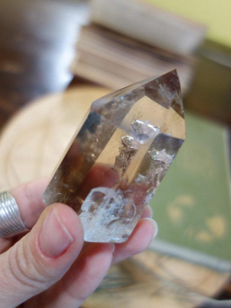 Pretty Rainbow Smoky Quartz Generator With Inner Child Point - Earth Family Crystals