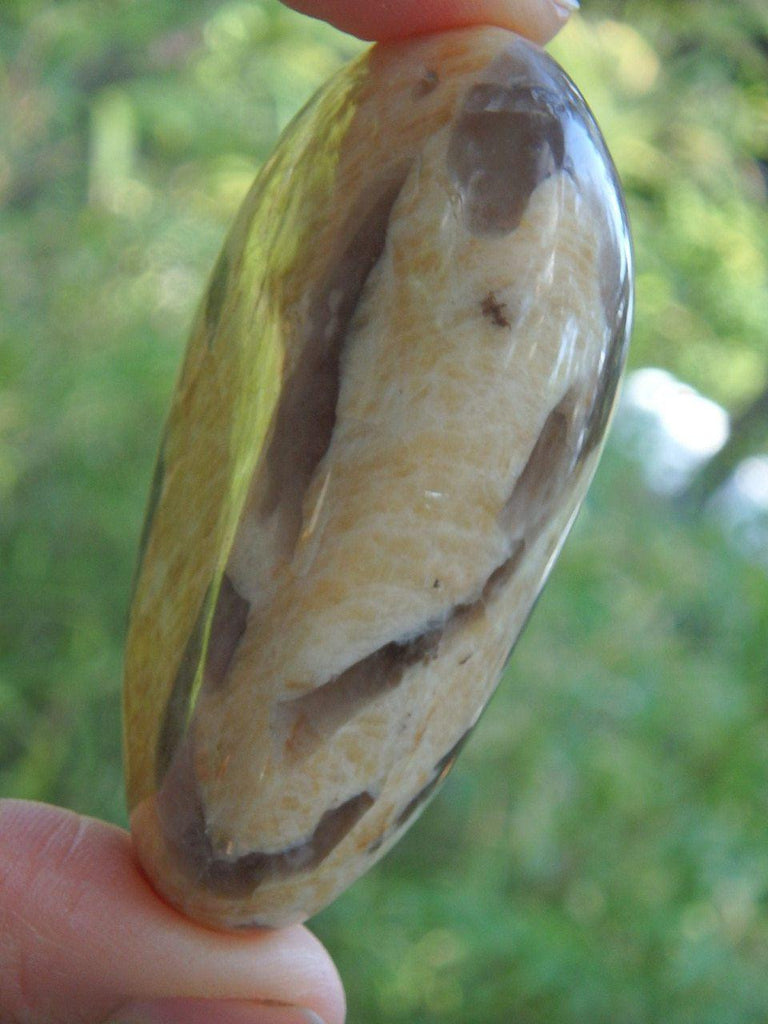 Creamy Yellow Moonstone & Smoky Quartz Hand Held Specimen - Earth Family Crystals