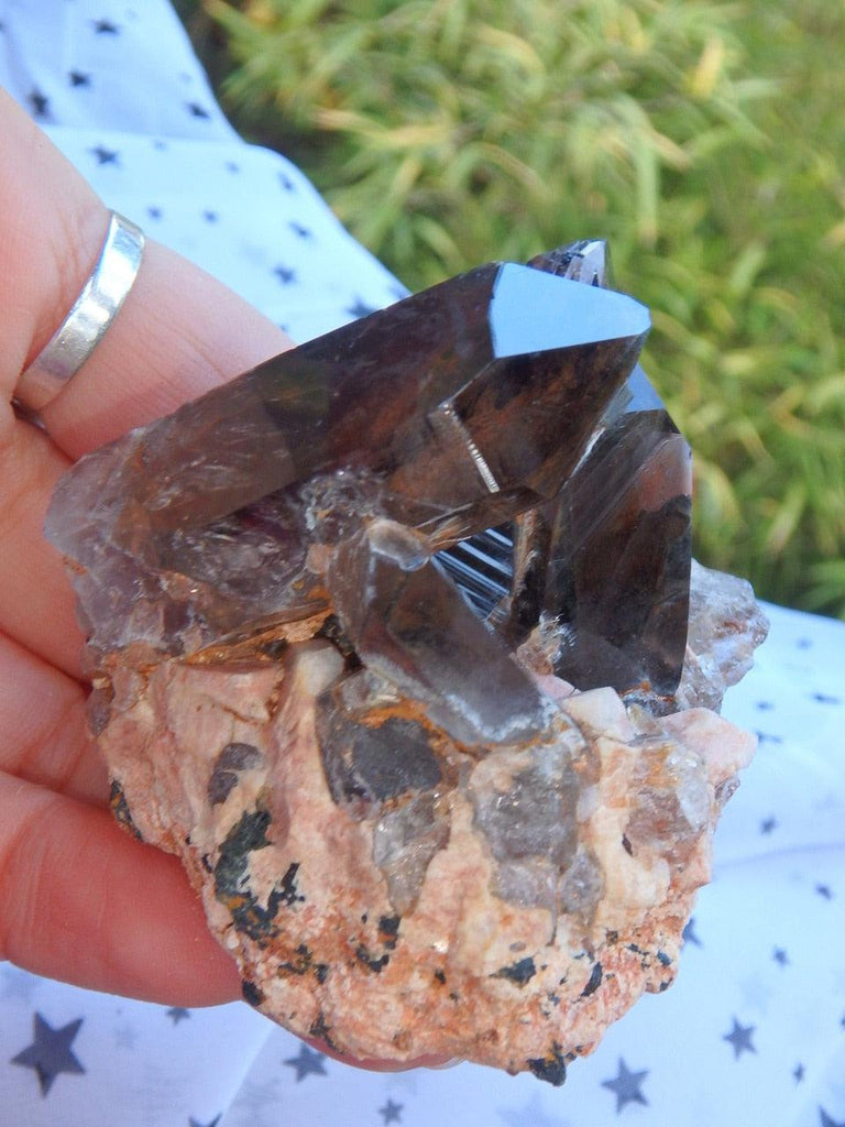 Extreme Brilliance Chocolate Brown Rutilated Smoky Quartz Cluster From Malawi - Earth Family Crystals