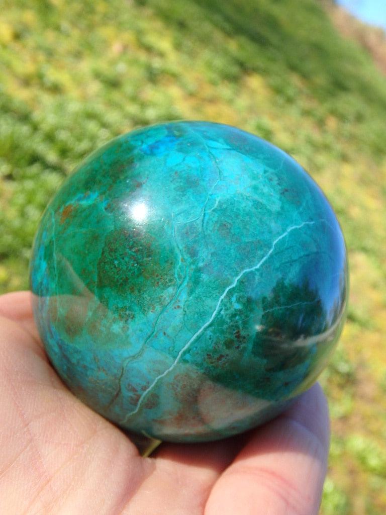 Fabulous Depth Large Chrysocolla & Malachite Gemstone Sphere - Earth Family Crystals