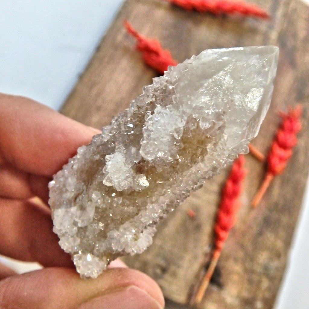 Sparkly White Spirit Quartz Point With Citrine Inclusions - Earth Family Crystals