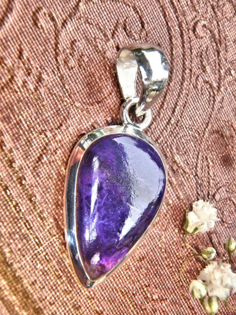 Dark Purple Real Sugilite Pendant in Sterling Silver (Includes Silver Chain)1 - Earth Family Crystals