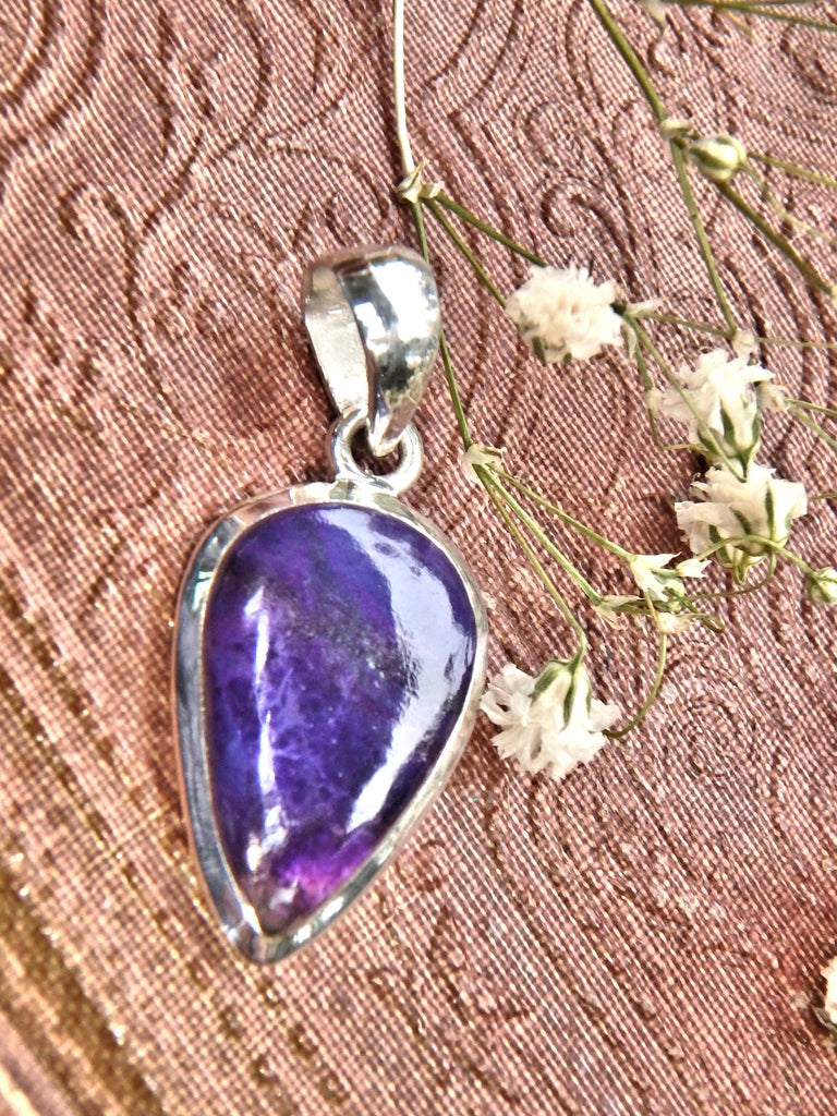 Dark Purple Real Sugilite Pendant in Sterling Silver (Includes Silver Chain)1 - Earth Family Crystals