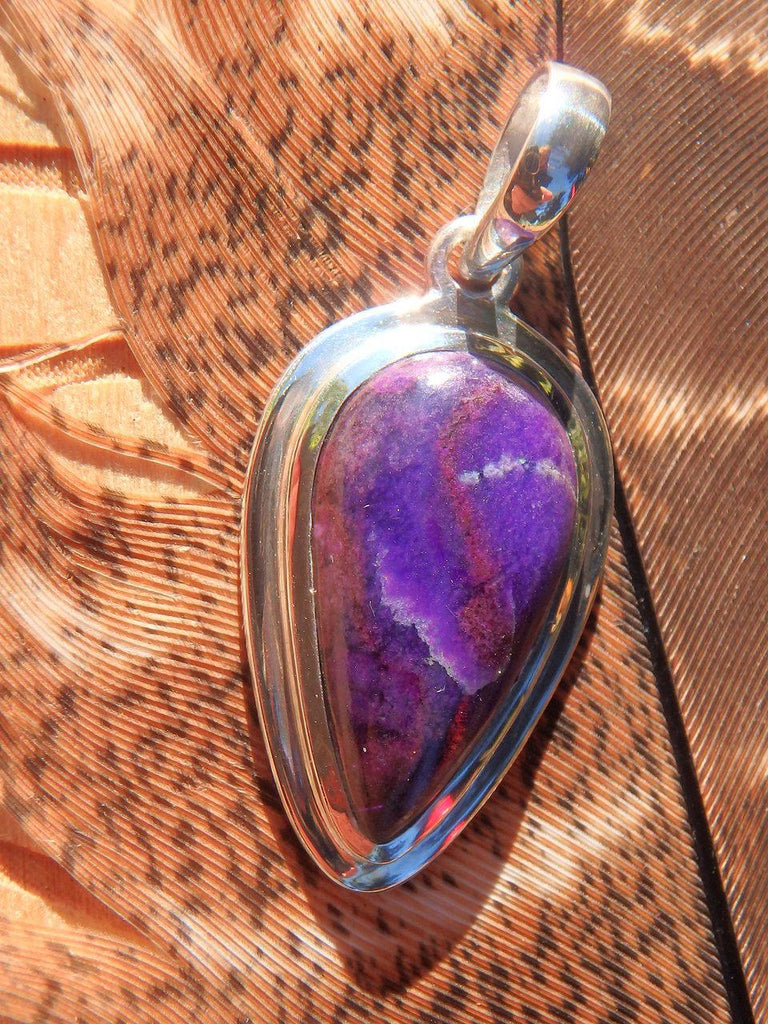 Rare! Deep Dark Purple Sugilite Pendant in Sterling Silver (Includes Silver Chain) - Earth Family Crystals