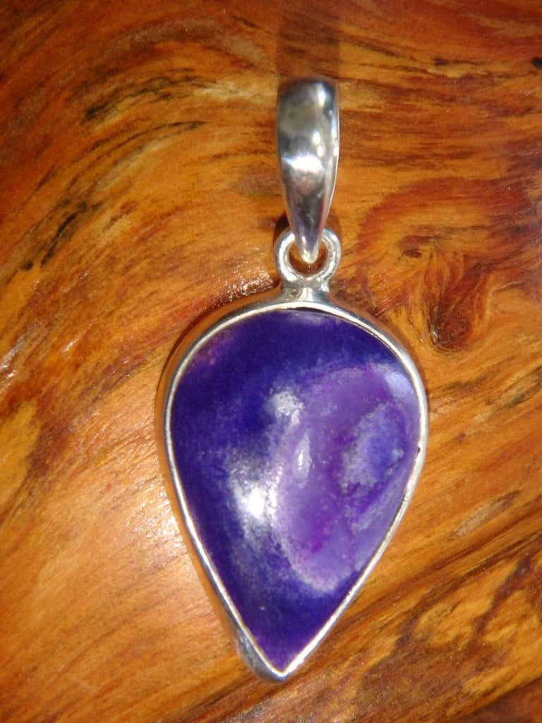 Swirling Jelly Purple Genuine Sugilite Pendant in Sterling Silver (Includes Silver Chain) - Earth Family Crystals