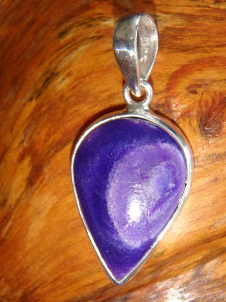 Swirling Jelly Purple Genuine Sugilite Pendant in Sterling Silver (Includes Silver Chain) - Earth Family Crystals