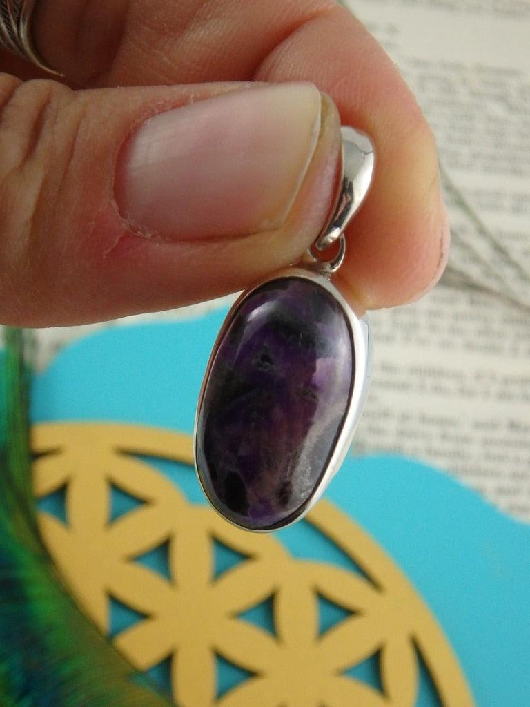 Superb & Rare Healing Sugilite Gemstone Pendant In Sterling Silver (Includes Silver Chain) - Earth Family Crystals