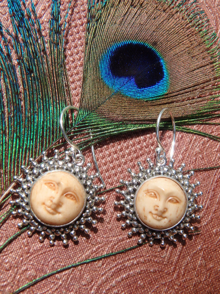 Golden Sun Bone Earrings in Sterling Silver 1 - Earth Family Crystals