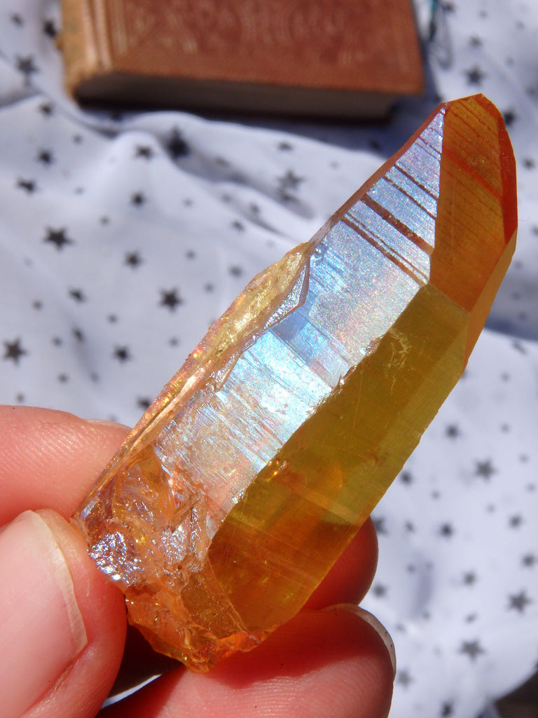 Uplifting Beauty! Sunset Aura Lemurian Quartz Point 4 - Earth Family Crystals