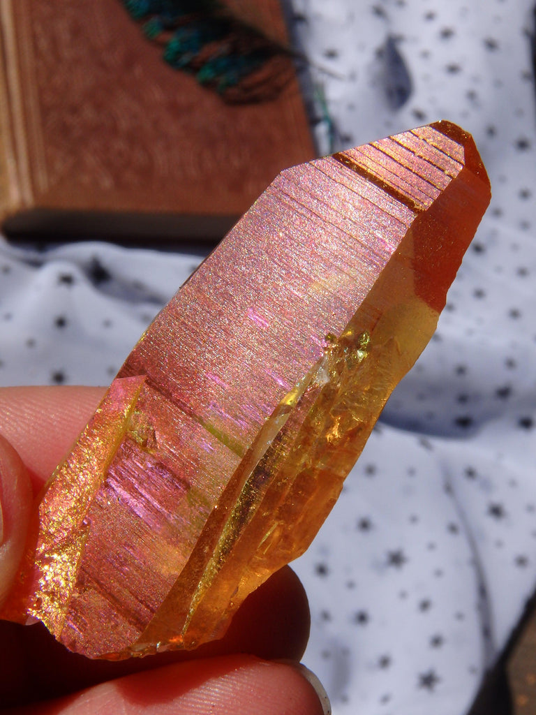 Uplifting Beauty! Sunset Aura Lemurian Quartz Point 4 - Earth Family Crystals