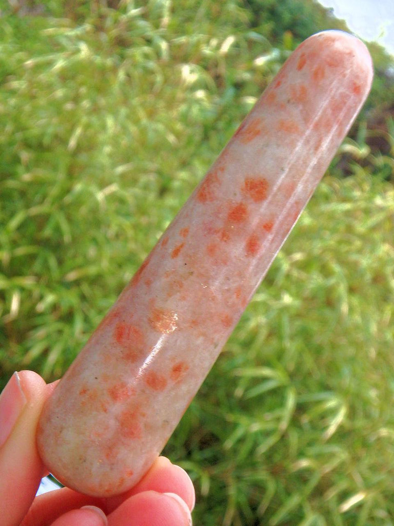 Glimpses of Sparkle Sunstone Wand Carving 3 - Earth Family Crystals