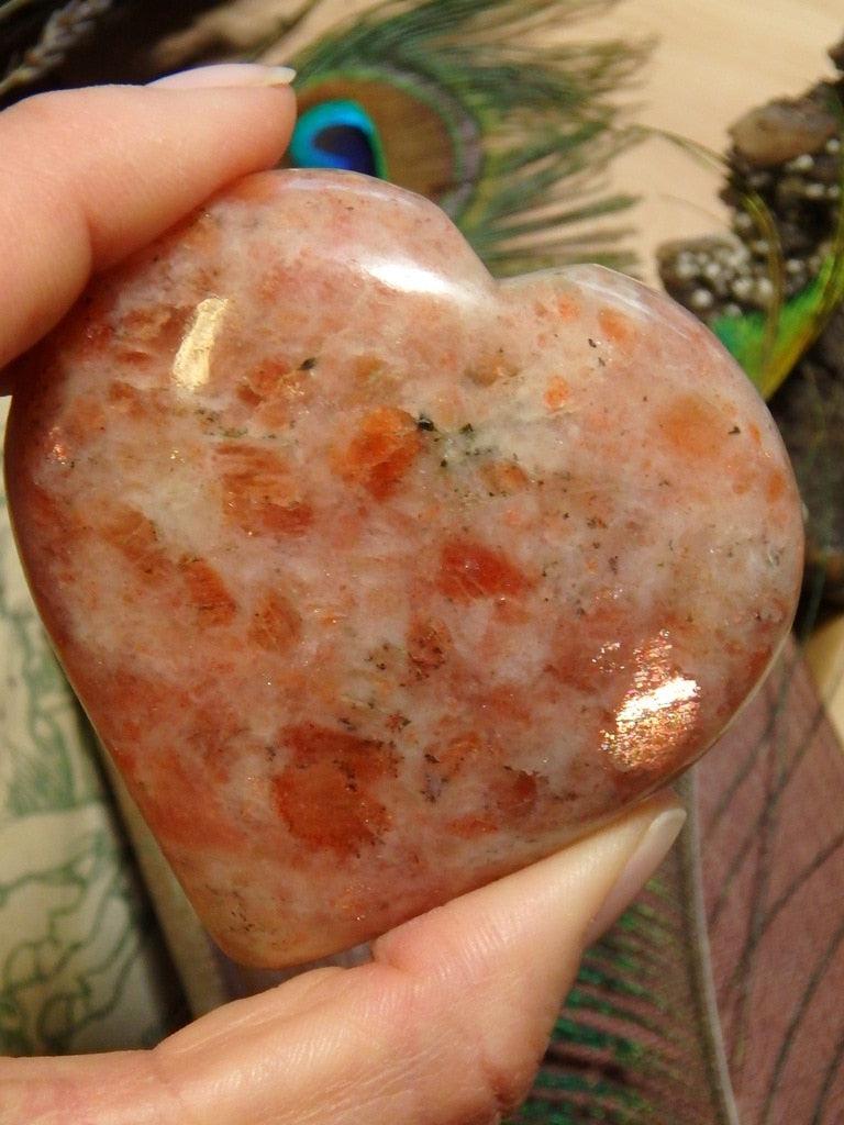 Shimmering Sunstone Heart 1 - Earth Family Crystals