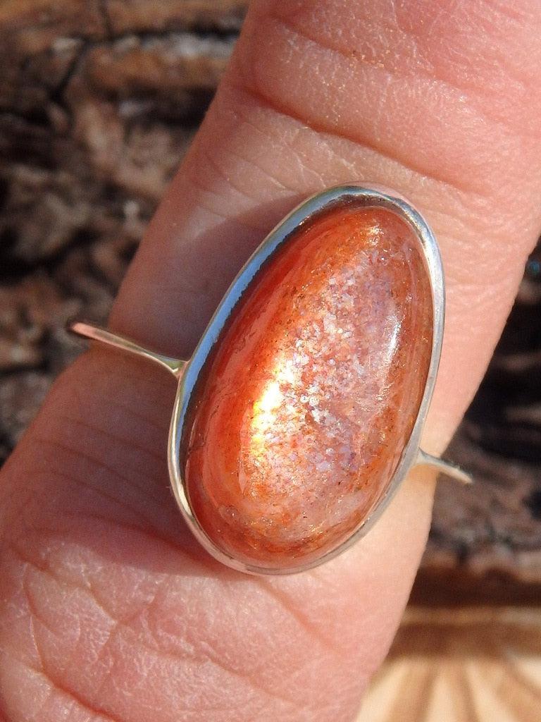 Vibrant Orange Sunstone Gemstone Ring In Sterling Silver (Size 4.5) - Earth Family Crystals