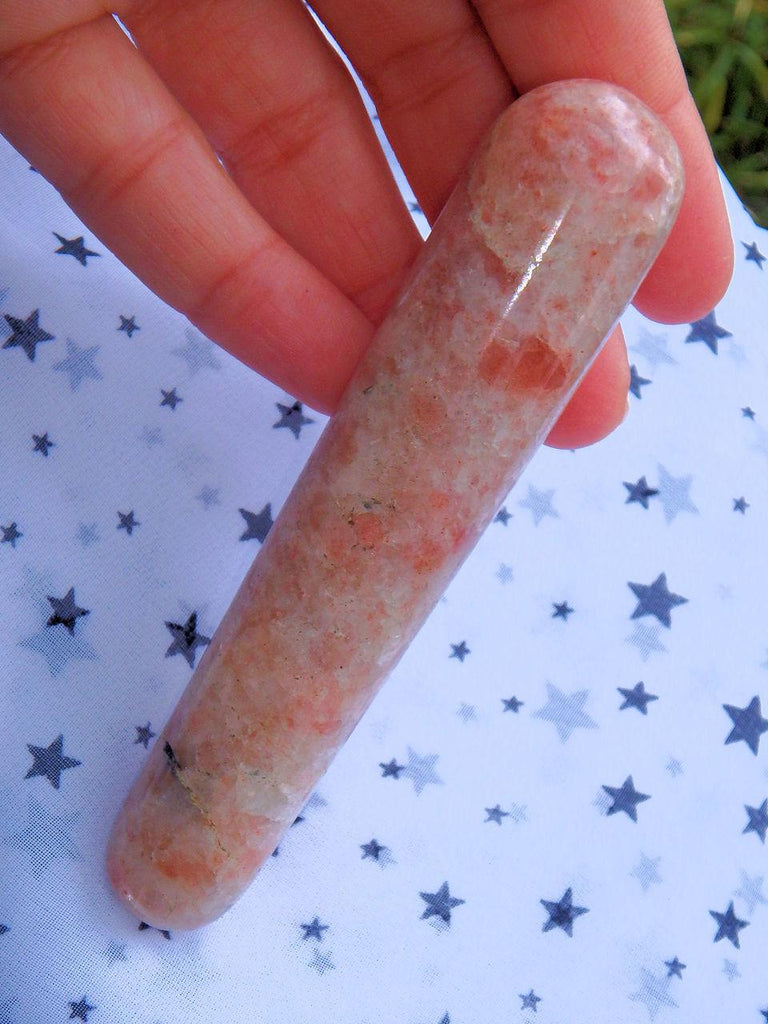 Glimpses of Sparkle Sunstone Wand Carving 1 - Earth Family Crystals