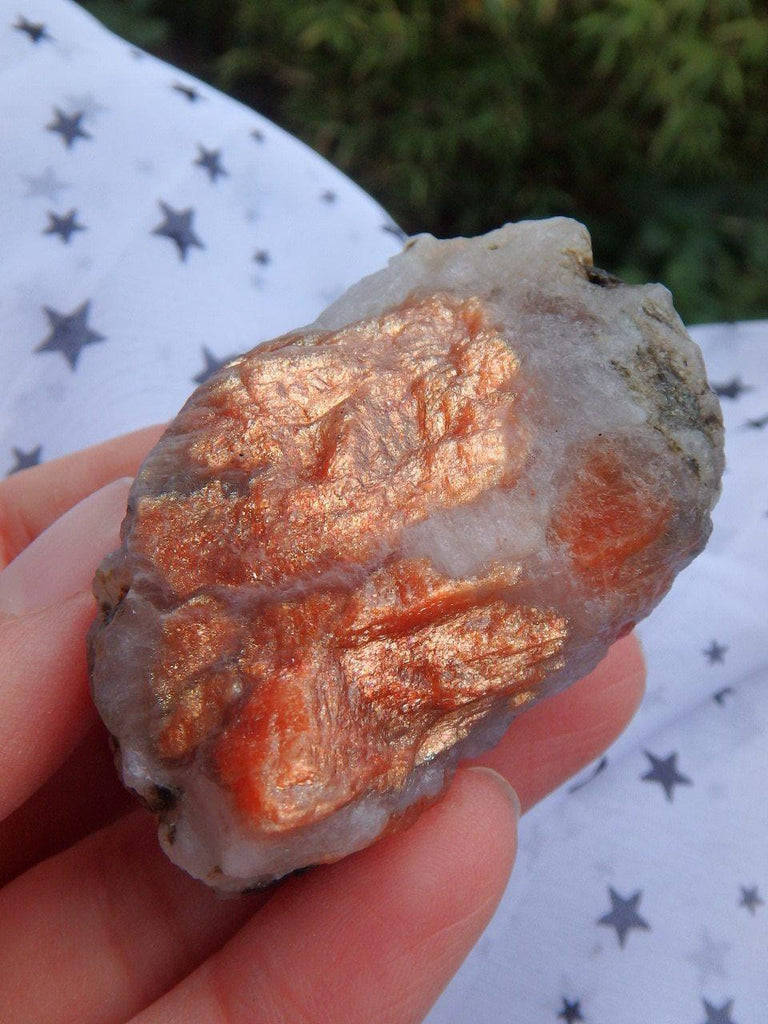 Brilliant Lava Gold Fire Raw Sunstone & White Quartz Chunk From India - Earth Family Crystals