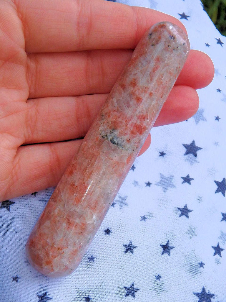 Glimpses of Sparkle Sunstone Wand Carving 2 - Earth Family Crystals