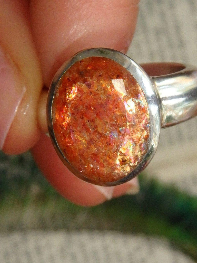 AA Grade~ Exquisite Color Depth Faceted Sunstone Ring In Sterling Silver (Size 7.5) - Earth Family Crystals