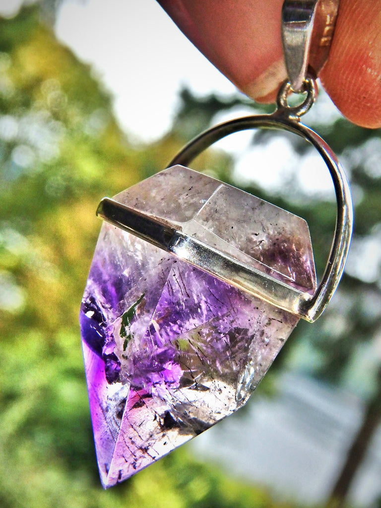 Deep Jelly Purple Super 7 Polished Pendant in Sterling Silver (Includes Silver Chain)1 - Earth Family Crystals
