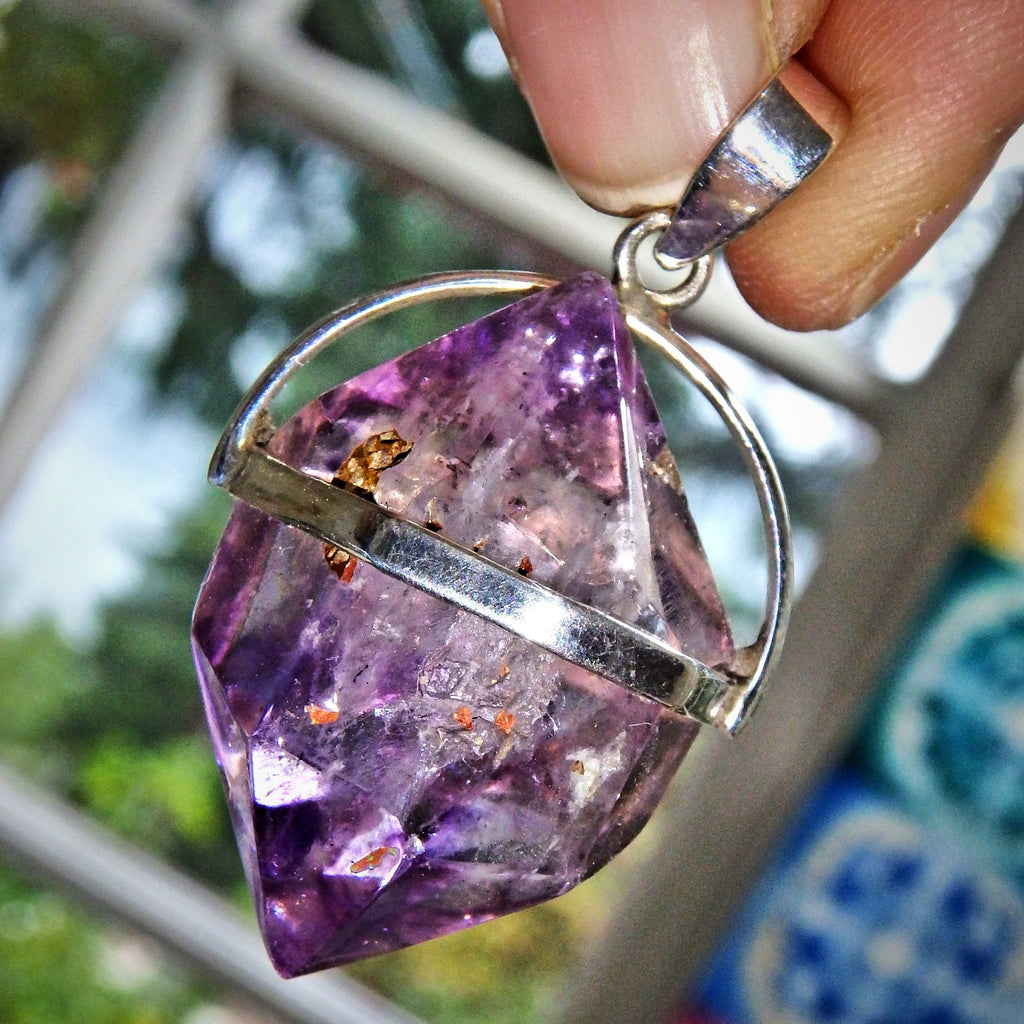 Jelly Purple Brilliance DT Super 7 (Melody Stone) Sterling Silver Pendant Partially Polished (Includes Silver Chain) - Earth Family Crystals