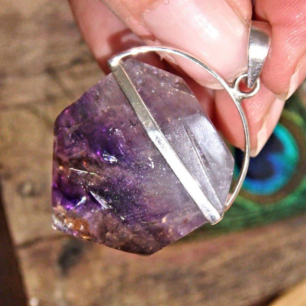 Chunky Grape Purple Super 7 (Melody Stone) Pendant With Caves in Sterling Silver (Includes Silver Chain)1 - Earth Family Crystals