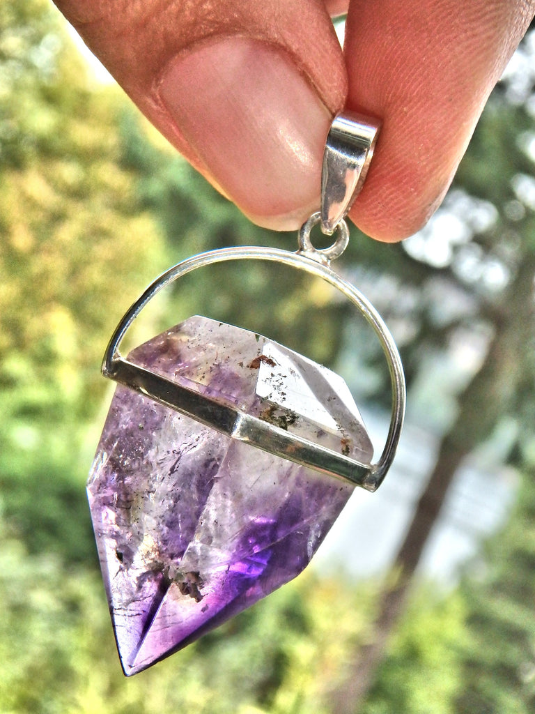 Deep Jelly Purple Super 7 Polished Pendant in Sterling Silver (Includes Silver Chain)1 - Earth Family Crystals