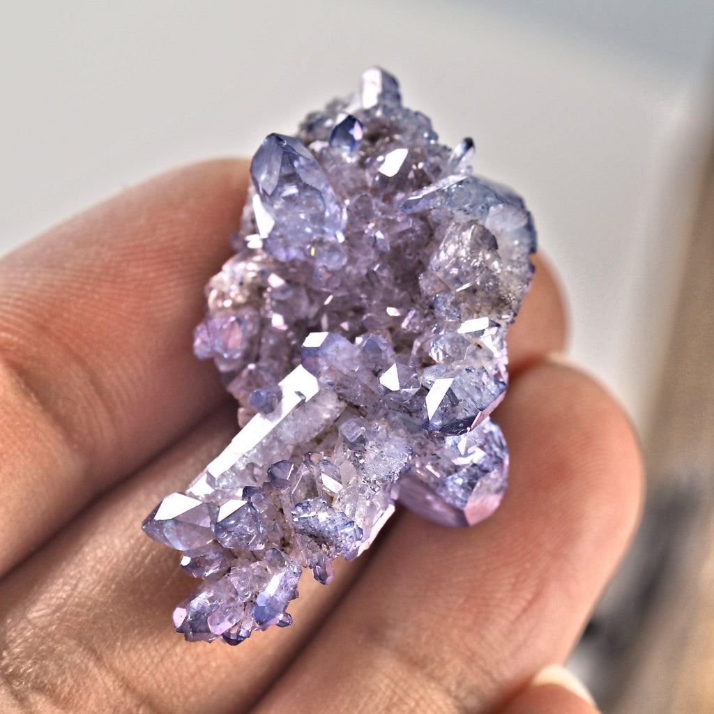 Cute Tanzan Aura Quartz Druzy Small Cluster - Earth Family Crystals