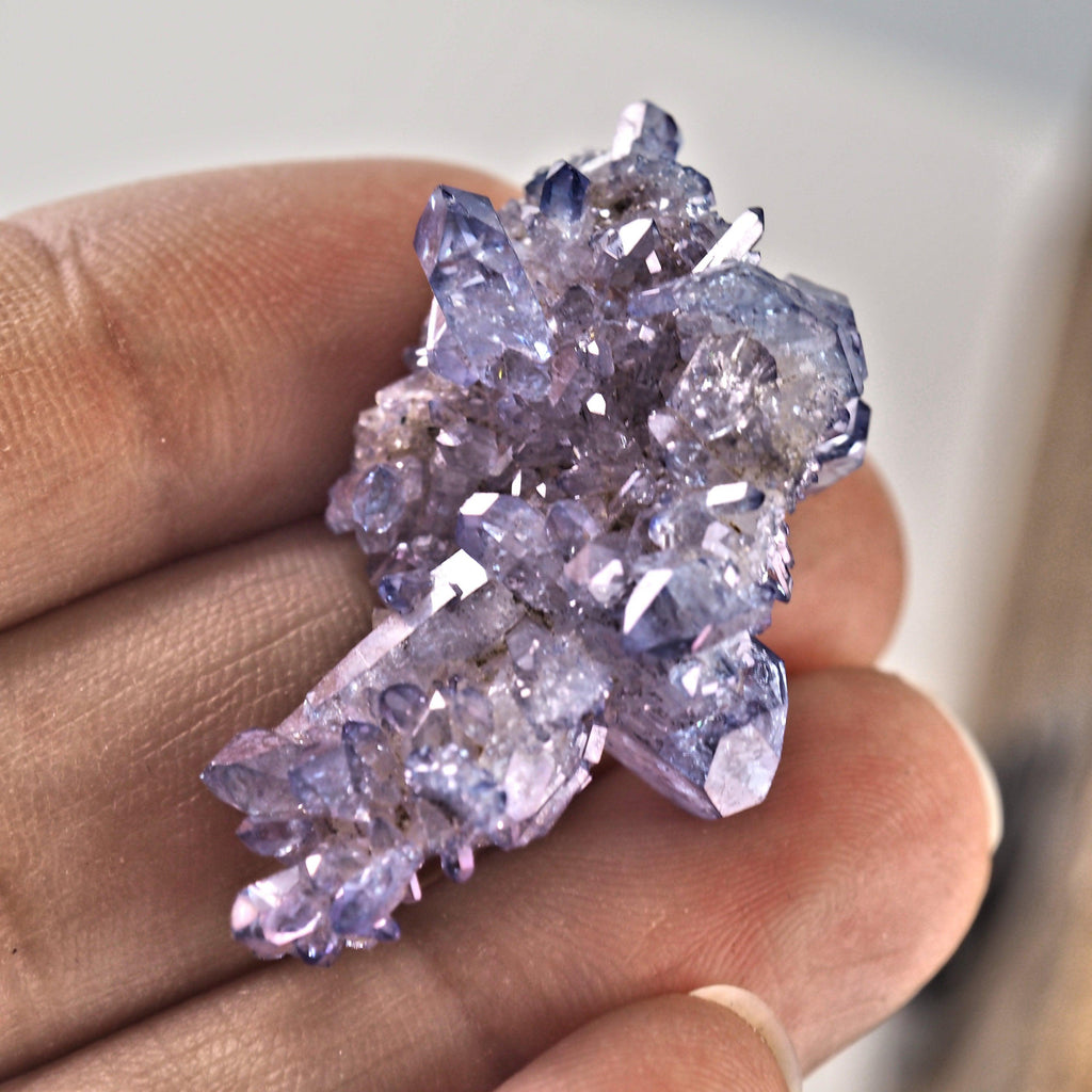 Cute Tanzan Aura Quartz Druzy Small Cluster - Earth Family Crystals
