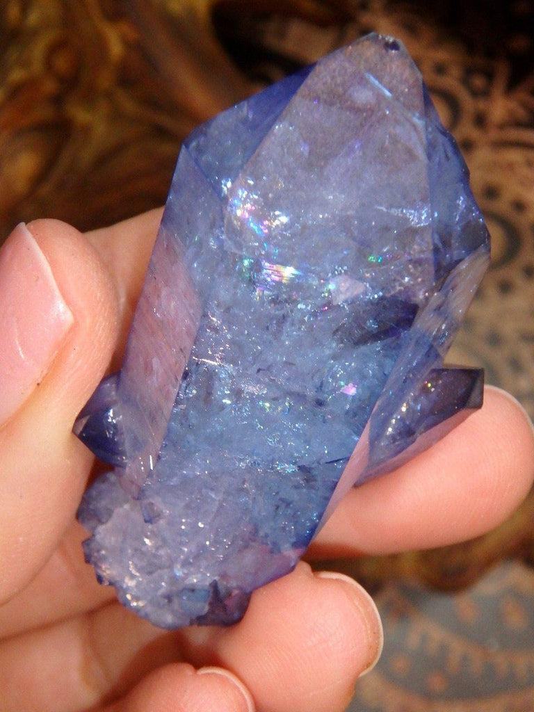 Big Internal Rainbows! Delightful Tanzan Aura Cluster With Self Healing - Earth Family Crystals
