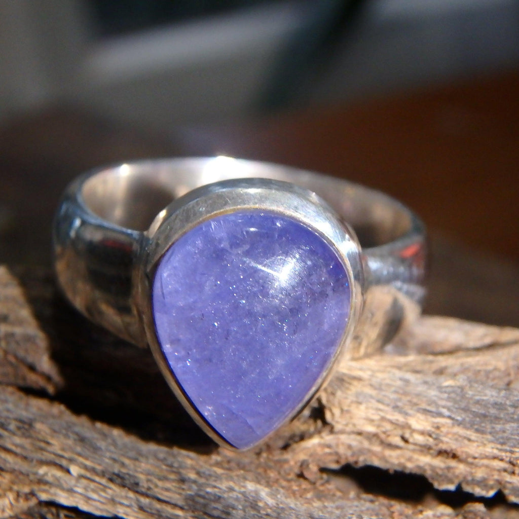 Gorgeous Raindrop Purple Tanzanite Gemstone Ring in Sterling Silver (Size 8.5) - Earth Family Crystals