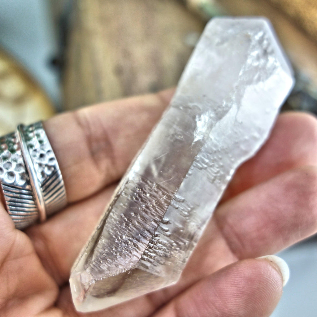 Unique Etching DT Tibetan Quartz Point Specimen - Earth Family Crystals