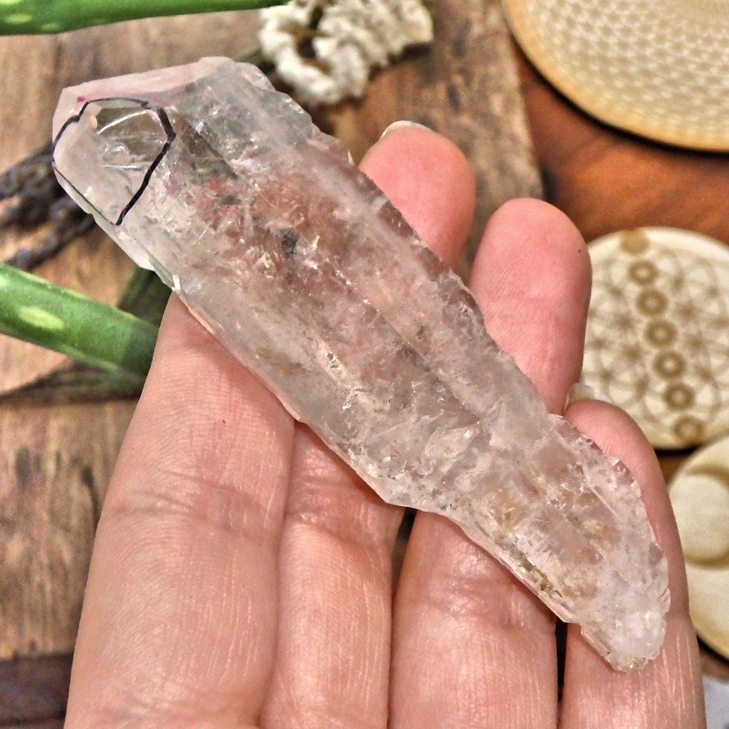Huge Moving Water Bubble Earth etched Sceptre Tibetan Quartz Point - Earth Family Crystals