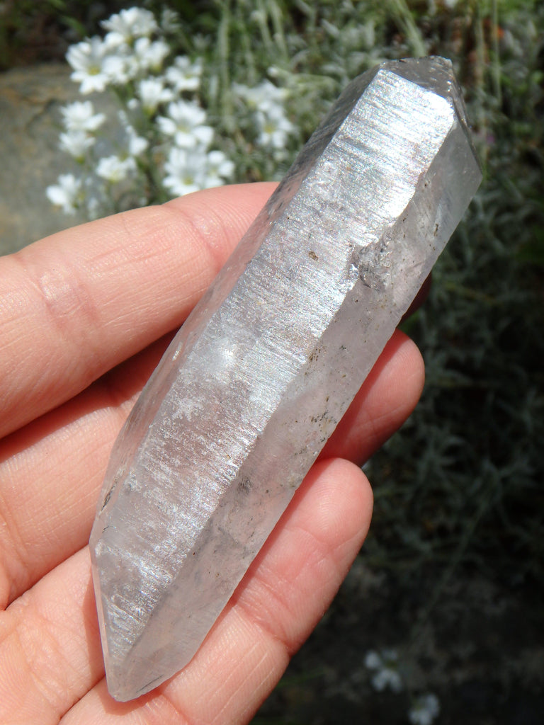 Moving Black Fragmant Bubbles in DT Tibetan Quartz Point - Earth Family Crystals