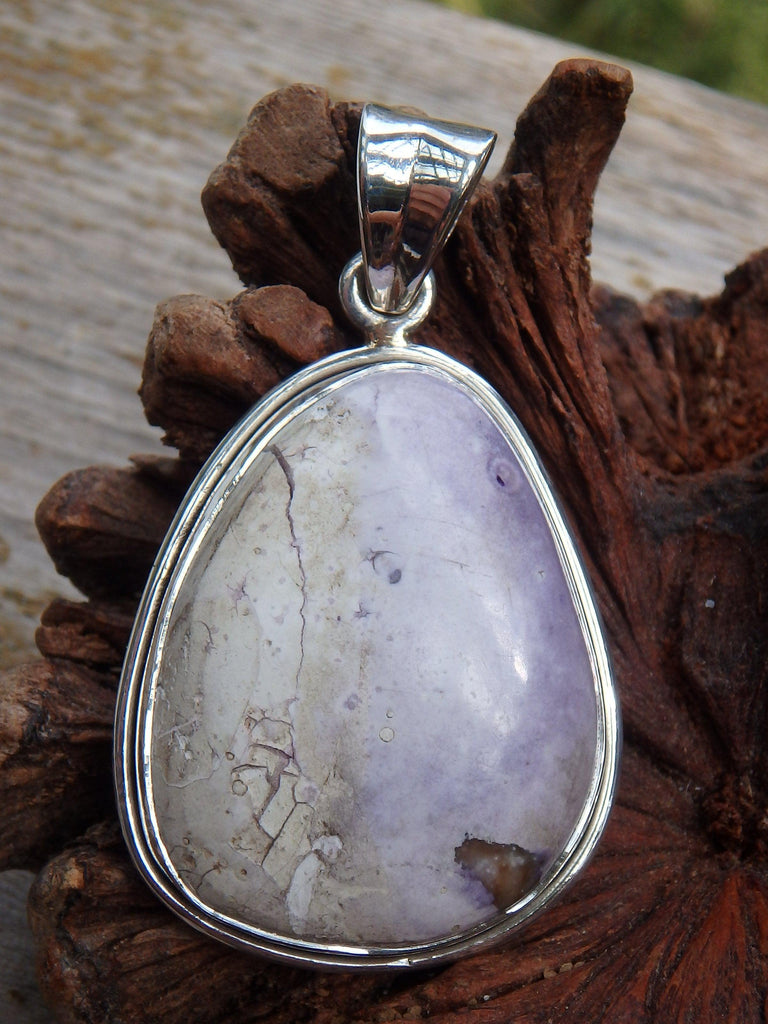 Creamy Purple & White Tiffany Stone Pendant in Sterling Silver (Includes Silver Chain) - Earth Family Crystals