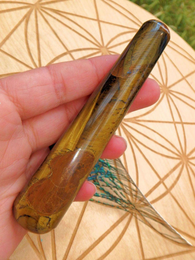 Captivating Golden Sheen Tiger Eye Wand Carving 3 - Earth Family Crystals