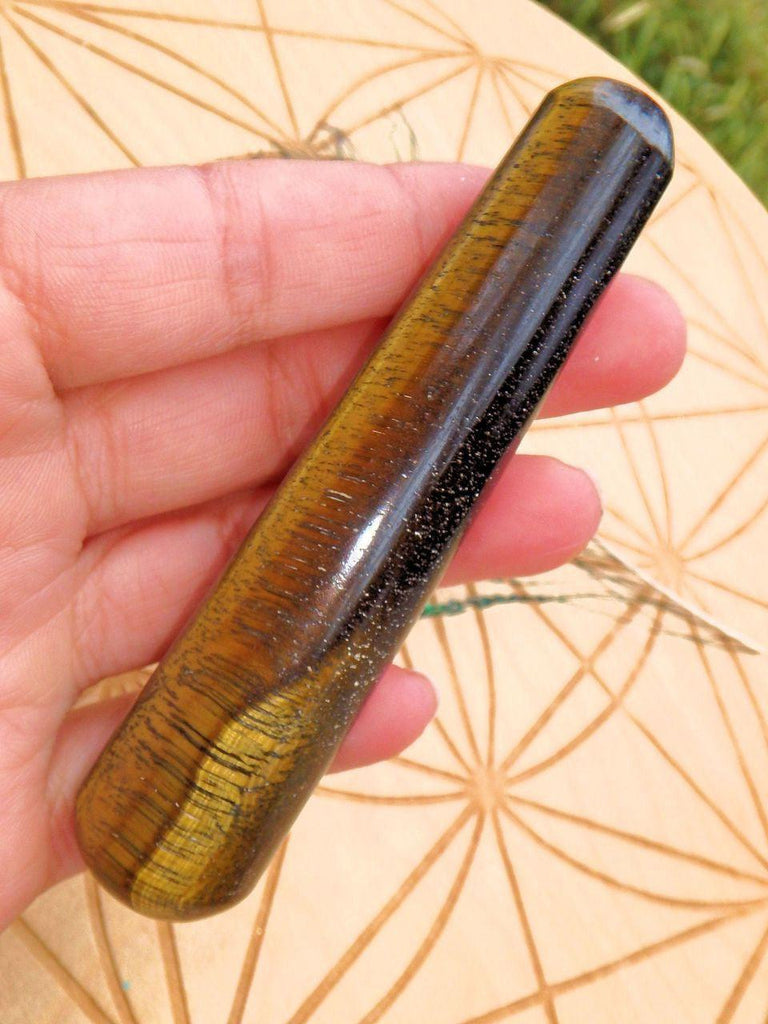 Captivating Golden Sheen Tiger Eye Wand Carving 1 - Earth Family Crystals