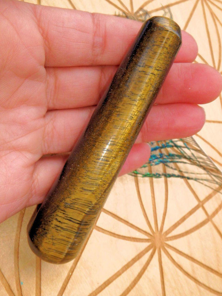 Captivating Golden Sheen Tiger Eye Wand Carving 1 - Earth Family Crystals