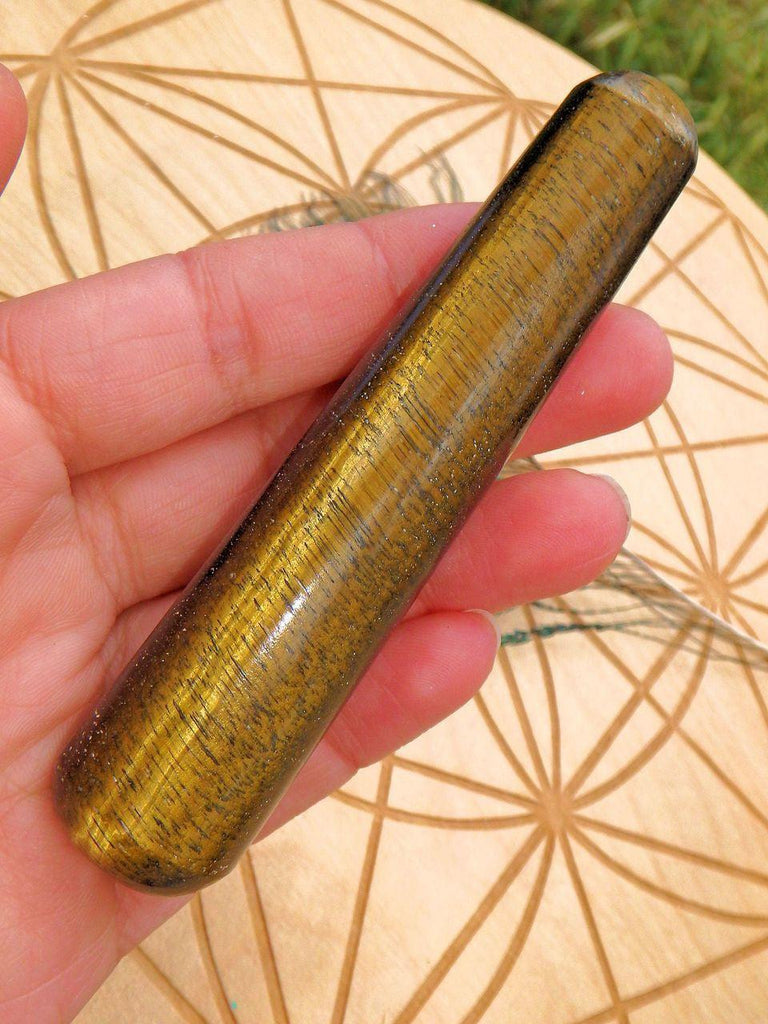 Captivating Golden Sheen Tiger Eye Wand Carving 1 - Earth Family Crystals