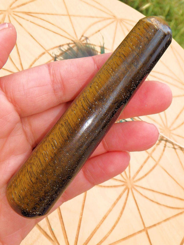 Captivating Golden Sheen Tiger Eye Wand Carving 1 - Earth Family Crystals